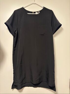 Black Shirt Dress with Chest Pocket